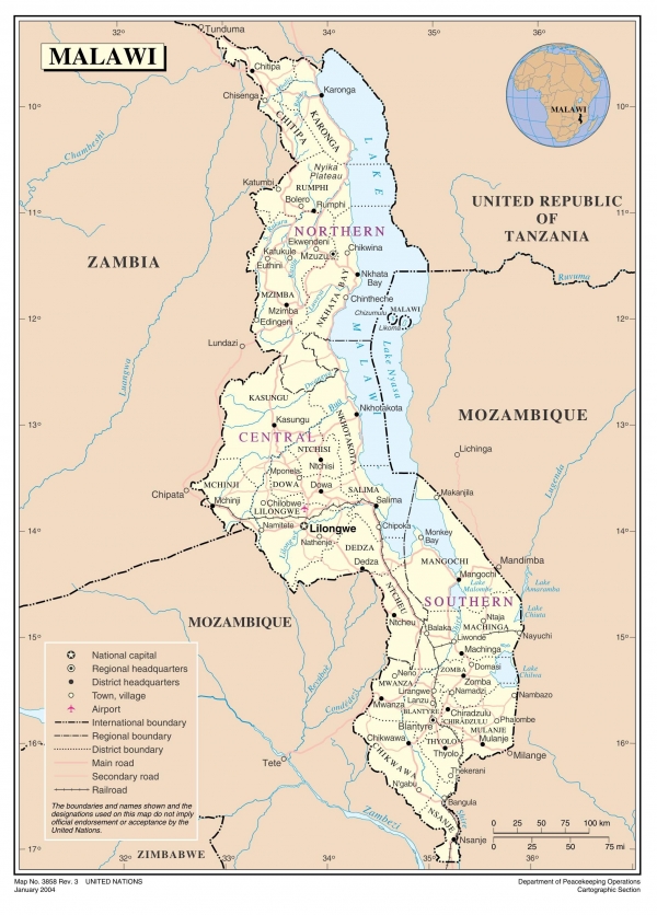 マラウイの地図